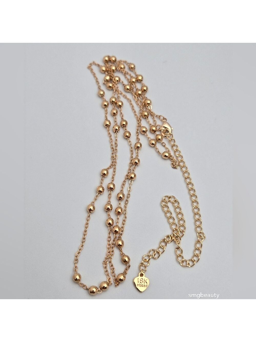 18K Gold-Plated Ball Bead Chain Necklace 18'' Adjustable NWOT